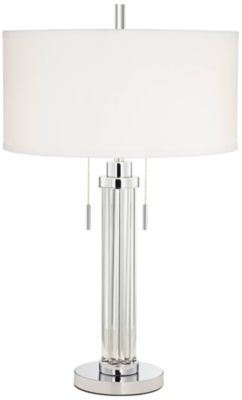 Cadence Modern Table Lamp 30" Tall Glass Column White Shade for Bedroom Living Room Bedside Nightstand Office Family House Home