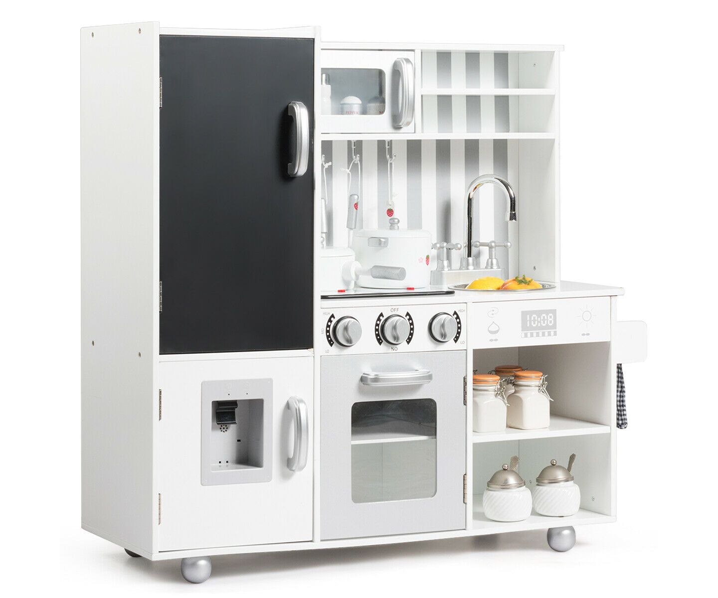 Детский игровой набор Costway Wooden Cooking Kitchen Playset with Sounds & Lights, Ages 3+, цвет: Белый — фото 3