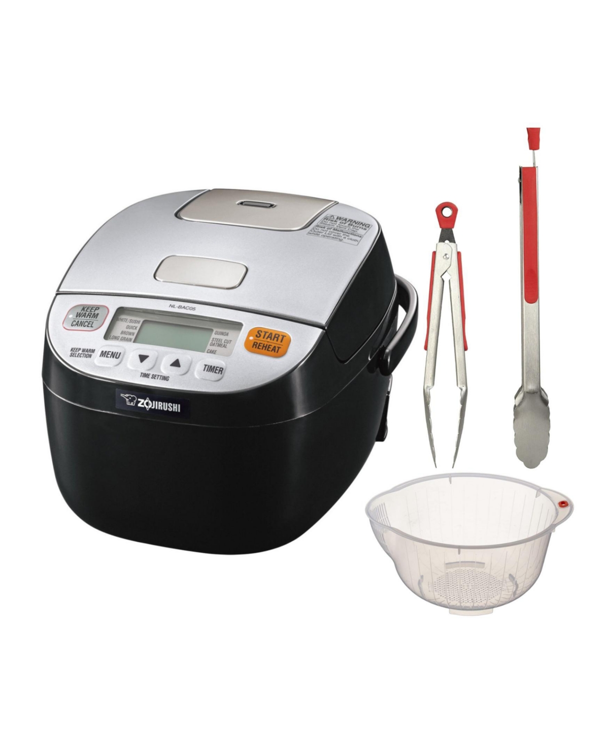 Micom Rice Cooker and Warmer (3-Cup/ Silver Black) Bundle - Black