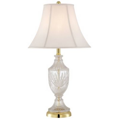 Traditional Glam Style Table Lamp 26.5" High Cut Glass Urn Brass Gold Metal Clear White Cream Bell Glass Shade Decor for Living Room Bedroom House Bedside Nightstand Home - Regency Hill
