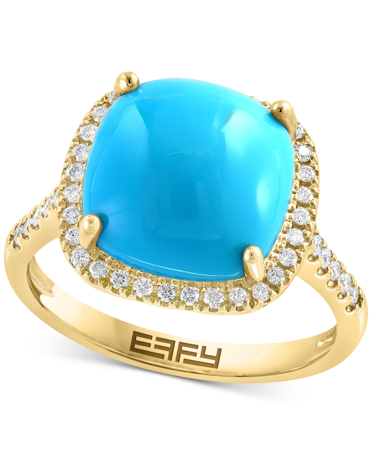 Effy Collection Effy Turquoise & Diamond (1/4 Ct. T.w.) Halo Ring In 14k Gold In Yellow Gold
