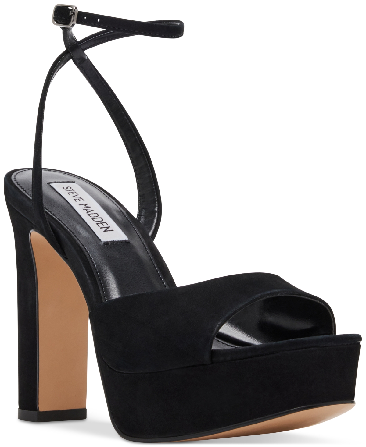 Shop Steve Madden Women's Assured Ankle-strap Platform Dress Sandals In Black