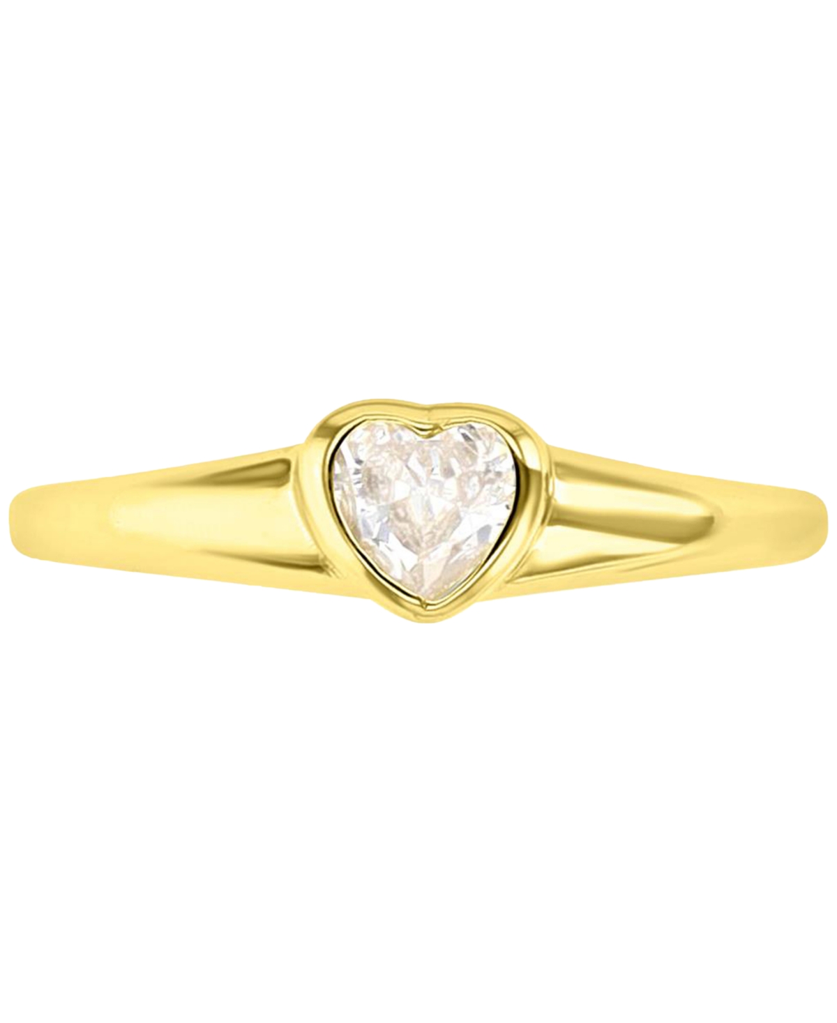 Macy's Cubic Zirconia Heart Solitaire Ring In 14k Gold-plated Sterling Silver In Gold
