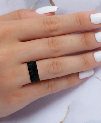 Black Cubic Zirconia Pav&eacute; Wide Seven Row Statement Ring (Also in White Cubic Zirconia)