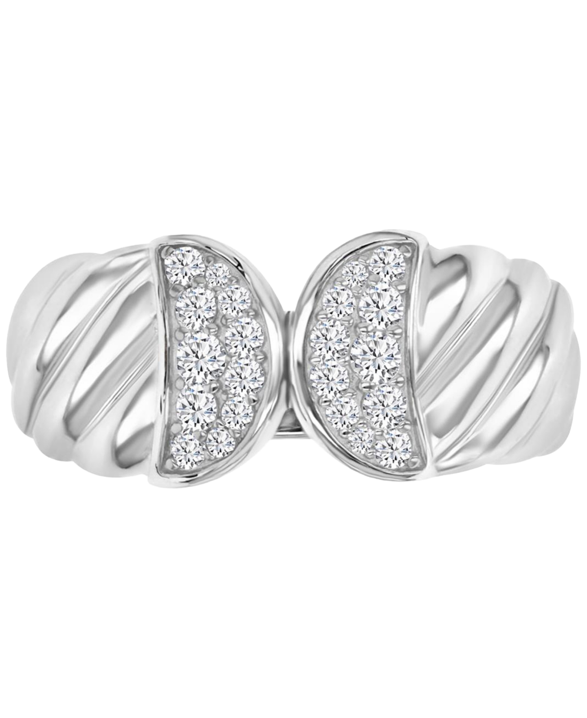 Shop Macy's Cubic Zirconia Pave Openwork Twist Style Statement Ring In Silver
