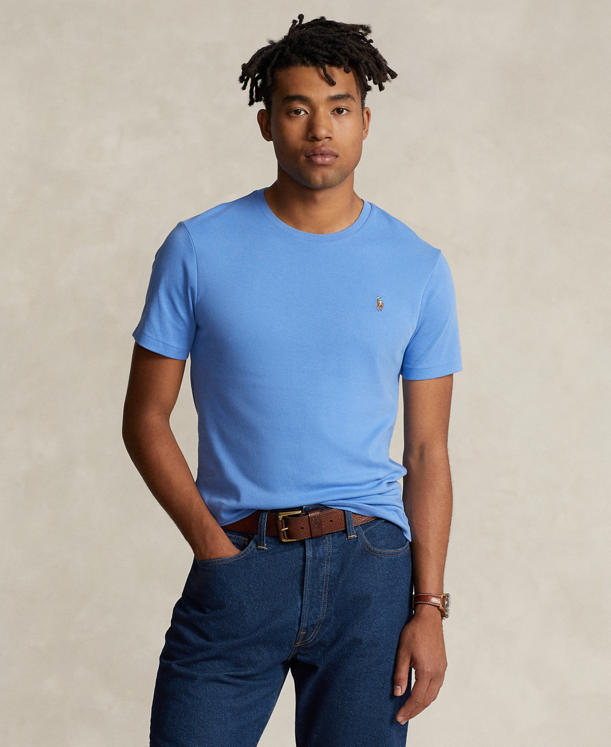 Shop Polo Ralph Lauren Men's Custom Slim Fit Soft Cotton T-shirt In Summer Blue