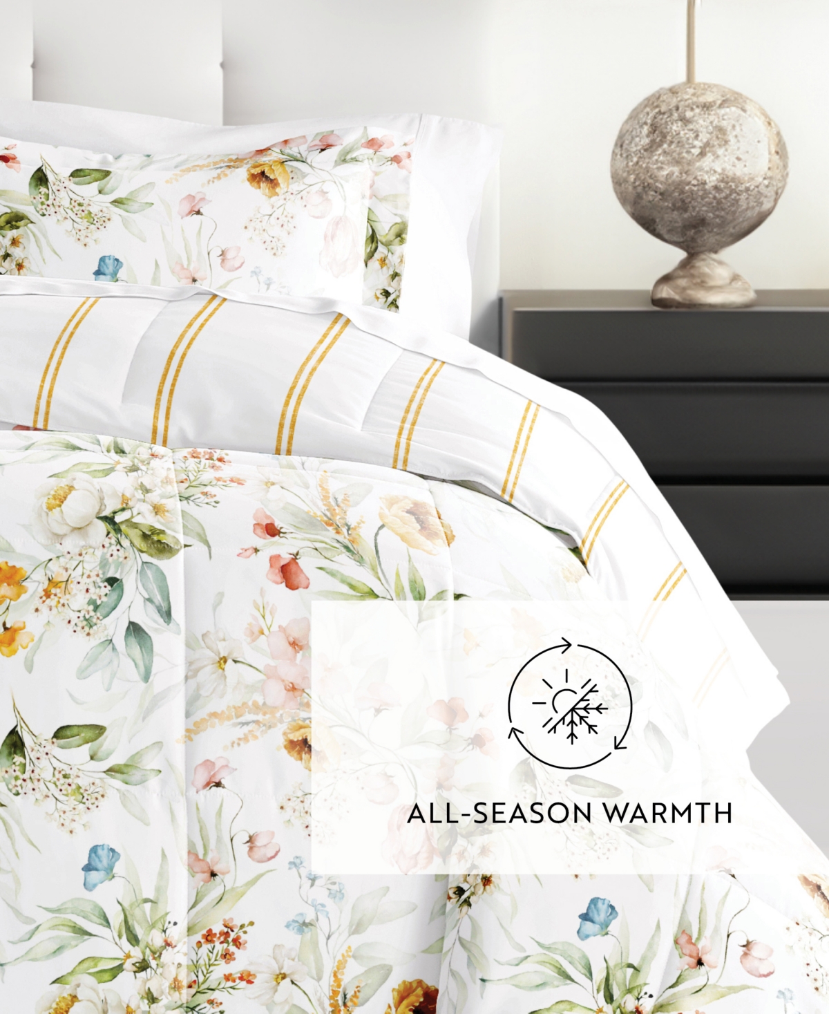 Ienjoy Home Chintz Floral Stripe 3 Piece Comforter Sets In Clay