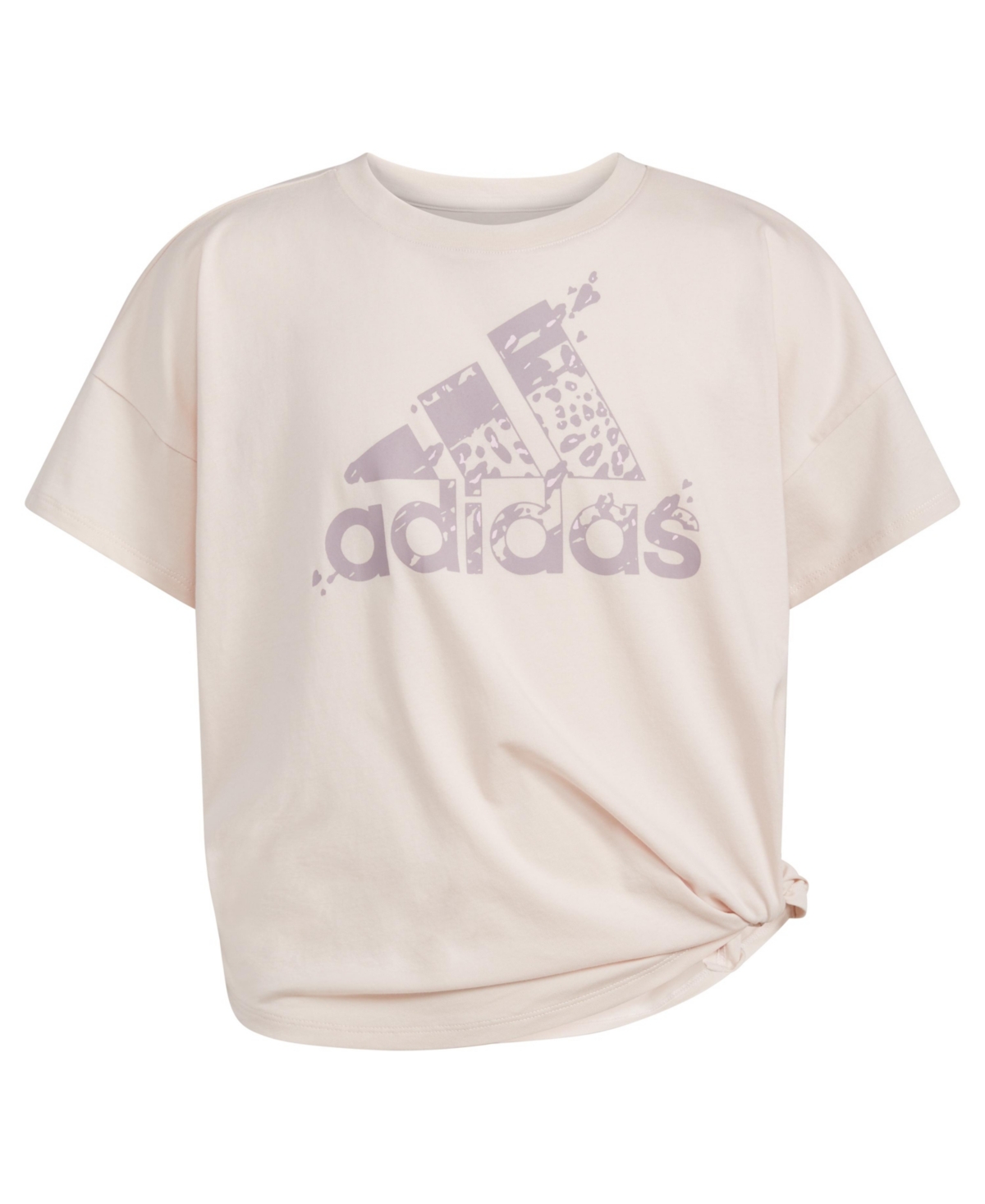 Shop Adidas Originals Big Girls Short Sleeve Loose Fit Tie Front T-shirt In Putty Mauve