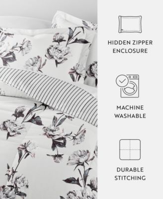 Vintage-Like Magnolia Stripe 2-Piece Comforter Set, Twin/Twin XL