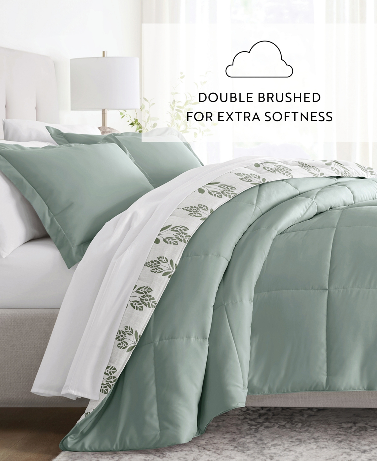Ienjoy Home Folk Leaves 2-piece Comforter Set, Twin/twin Xl In Eucalyptus