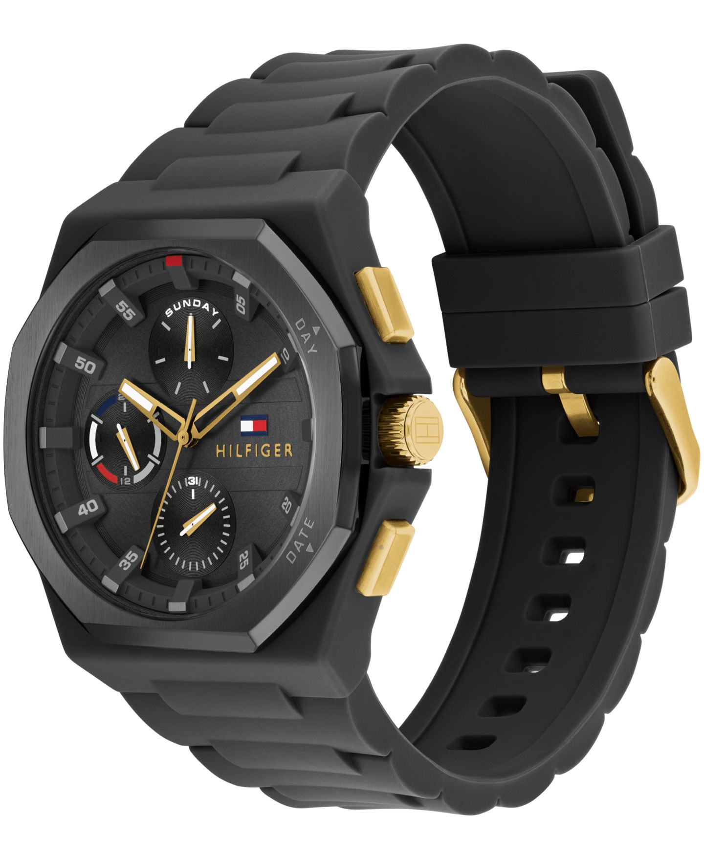 Мужские часы Tommy Hilfiger Multifunction Black Silicone 44mm — фото 2