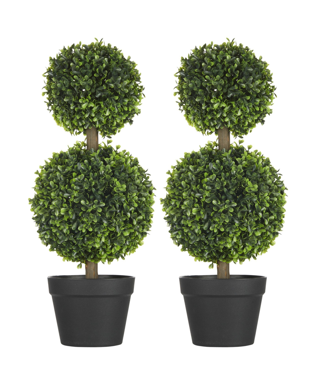 2 Pack Artificial Boxwood Topiary Ball Trees for Indoor Outdoor - Green
