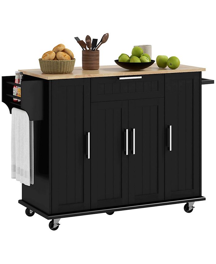 Kitchen Island on Wheels, Kitchen Cart with Solid Wood Top Macy's