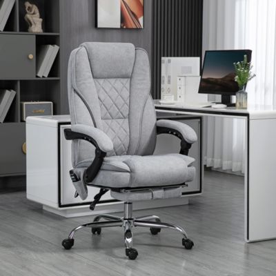 Vinsetto 6 Point Vibration Massage Office Chair, PU Leather Heated Reclining Computer Chair With Footrest, Black