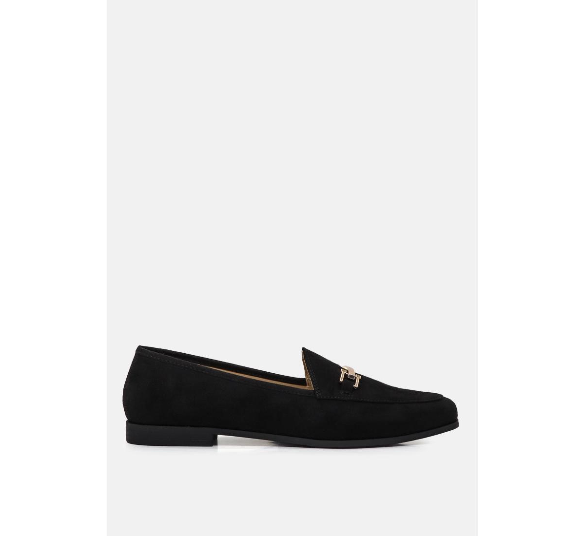 Women's zaara solid faux suede loafers - Black