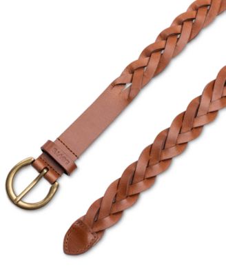 Women's Braided Leather Skinny Belt
