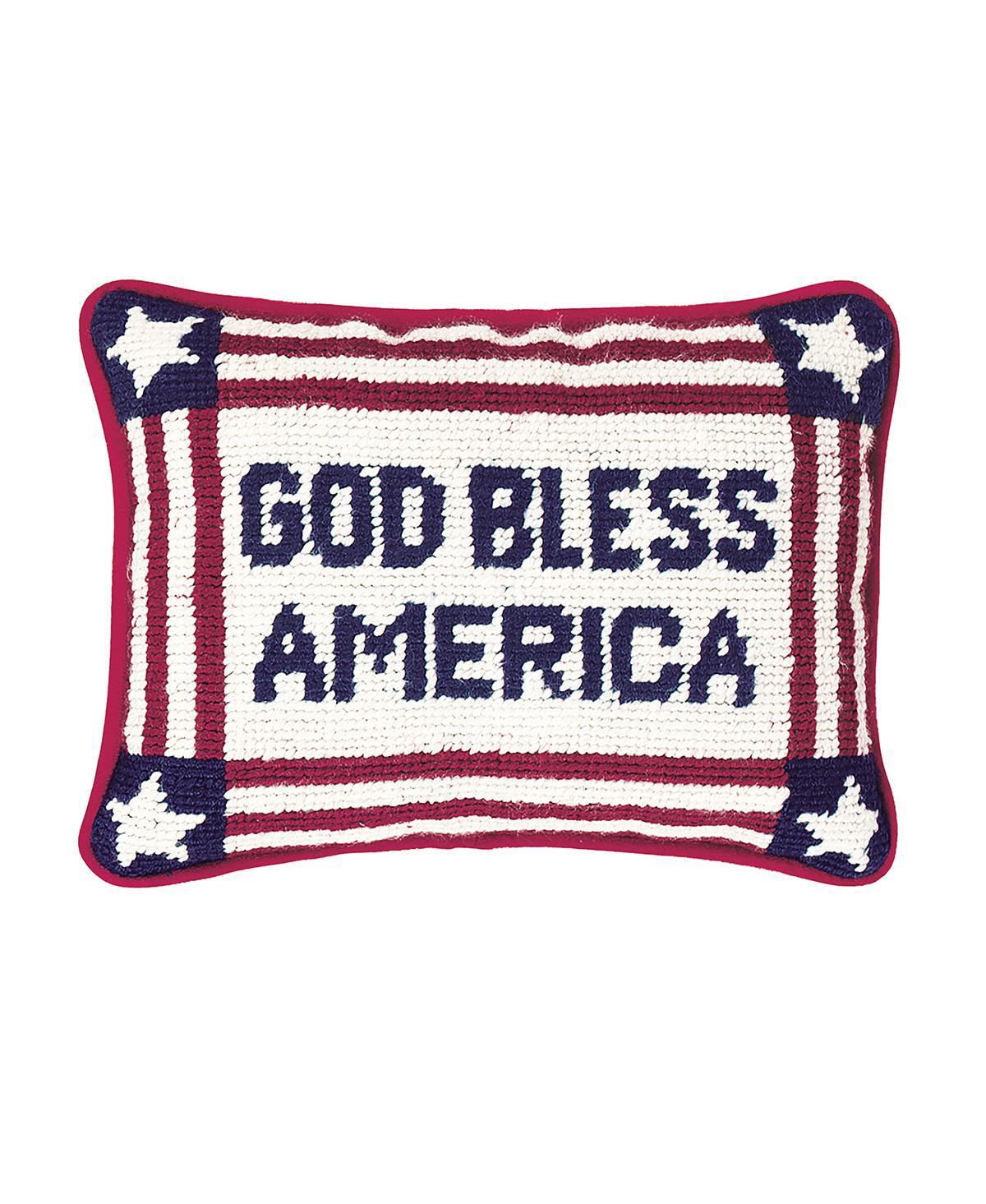 6.5" x 9" God Bless America July 4th Needlepoint Petite Throw Pillow