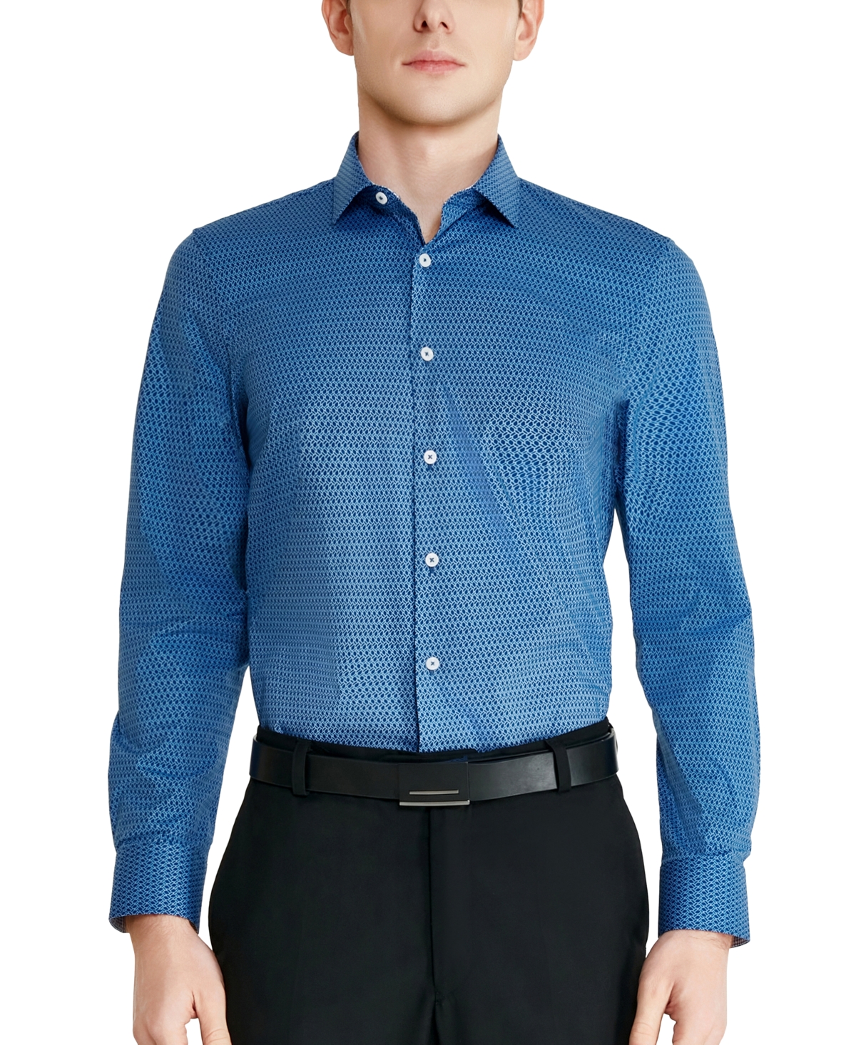 Tallia Men's Slim-fit Geo-link Dress Shirt In Blue