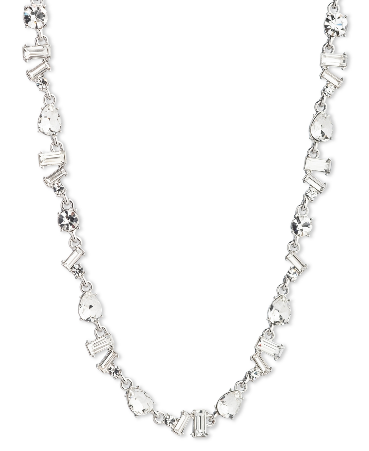 Mixed-Cut Crystal Collar Necklace, 16" + 3" extender - Crystal Wh