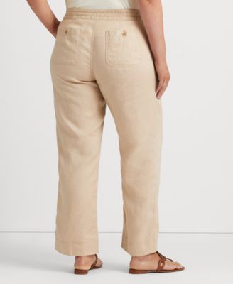 Plus-Size 100% Linen Wide-Leg Pants