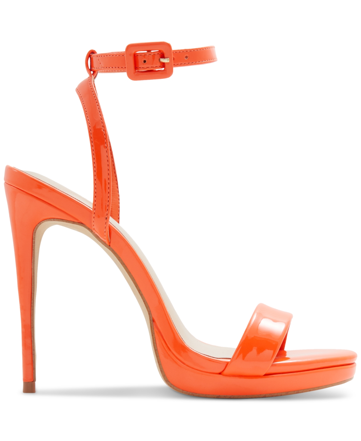 Shop Aldo Women's Kat Ankle-strap Stiletto Dress Sandals In Bright Orange Patent
