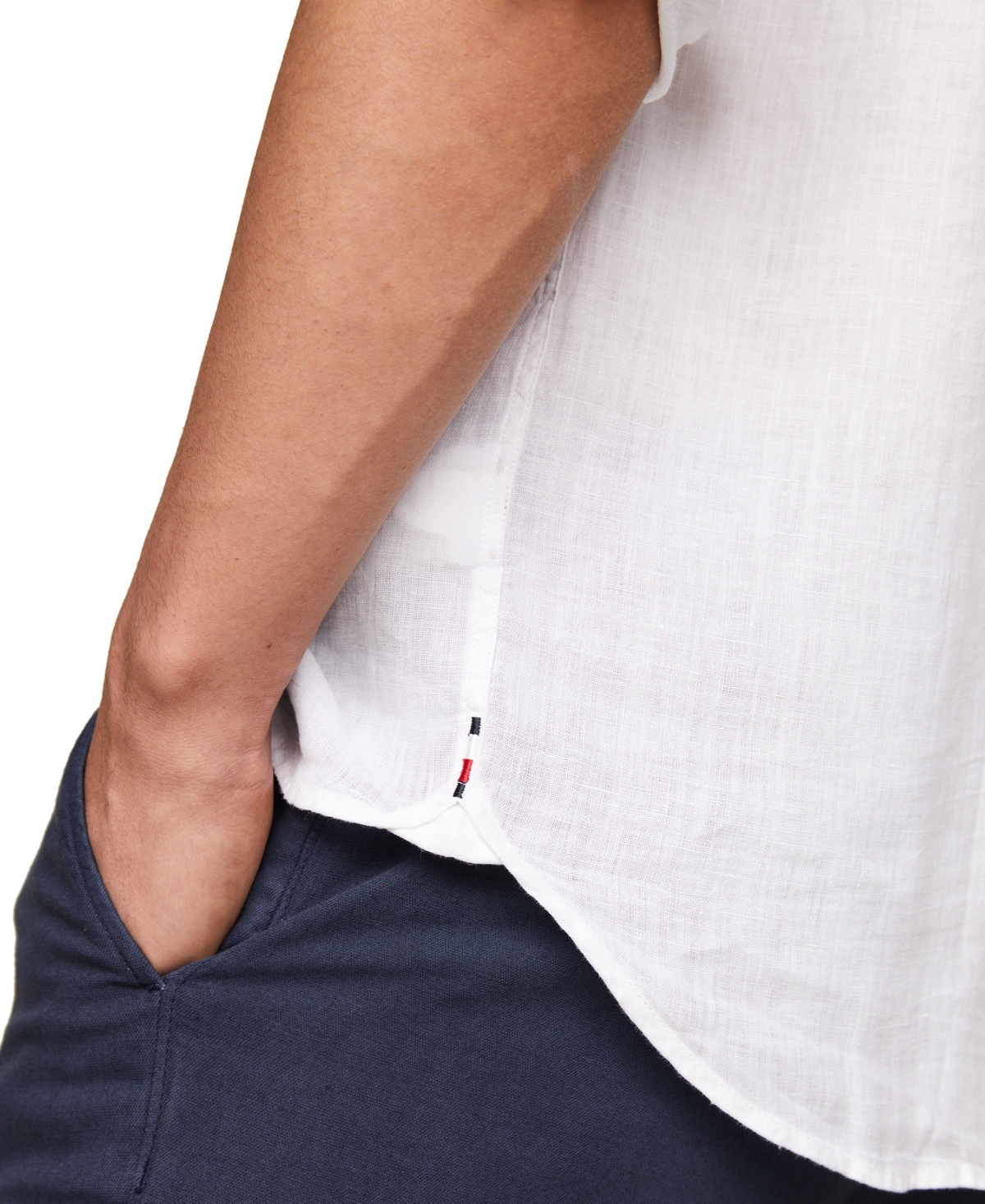 Tommy Hilfiger Men's Pigment-dyed Linen Button-down Long Sleeve Shirt In White