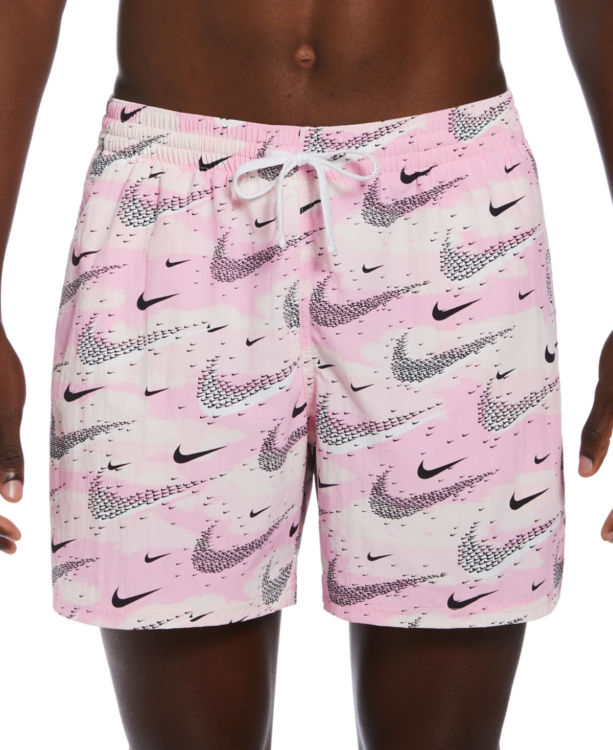 Shop Nike Men's Flock Logo-print 5" Swim Trunks In Pink Foam