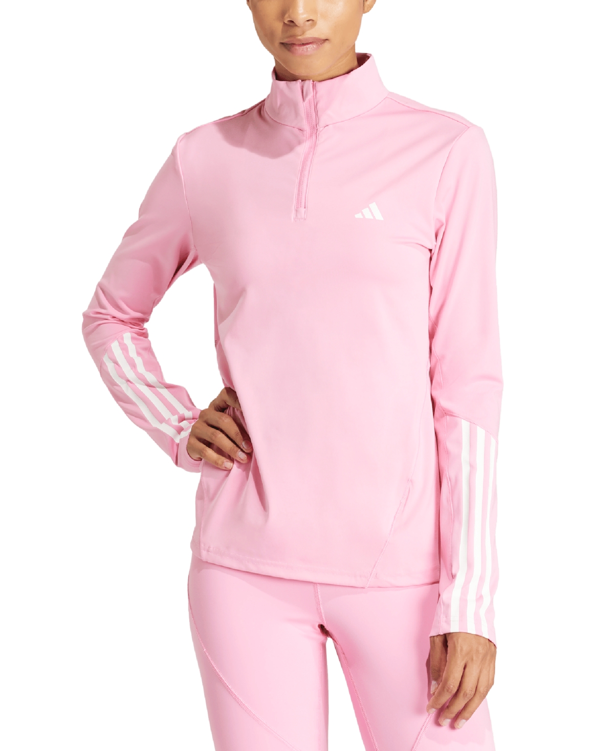 Adidas Originals Women's Hyperglam Aeroready Training Quarter-zip Track Top In Bliss Pink