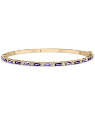 Macy's - Amethyst (1-1/10 ct. t.w.), Rose de France Amethyst (1-3/8 ct. t.w.) & White Topaz (3-1/8 ct. t.w.) Narrow Bangle Bracelet in 14k Gold-Plated Sterling Silver