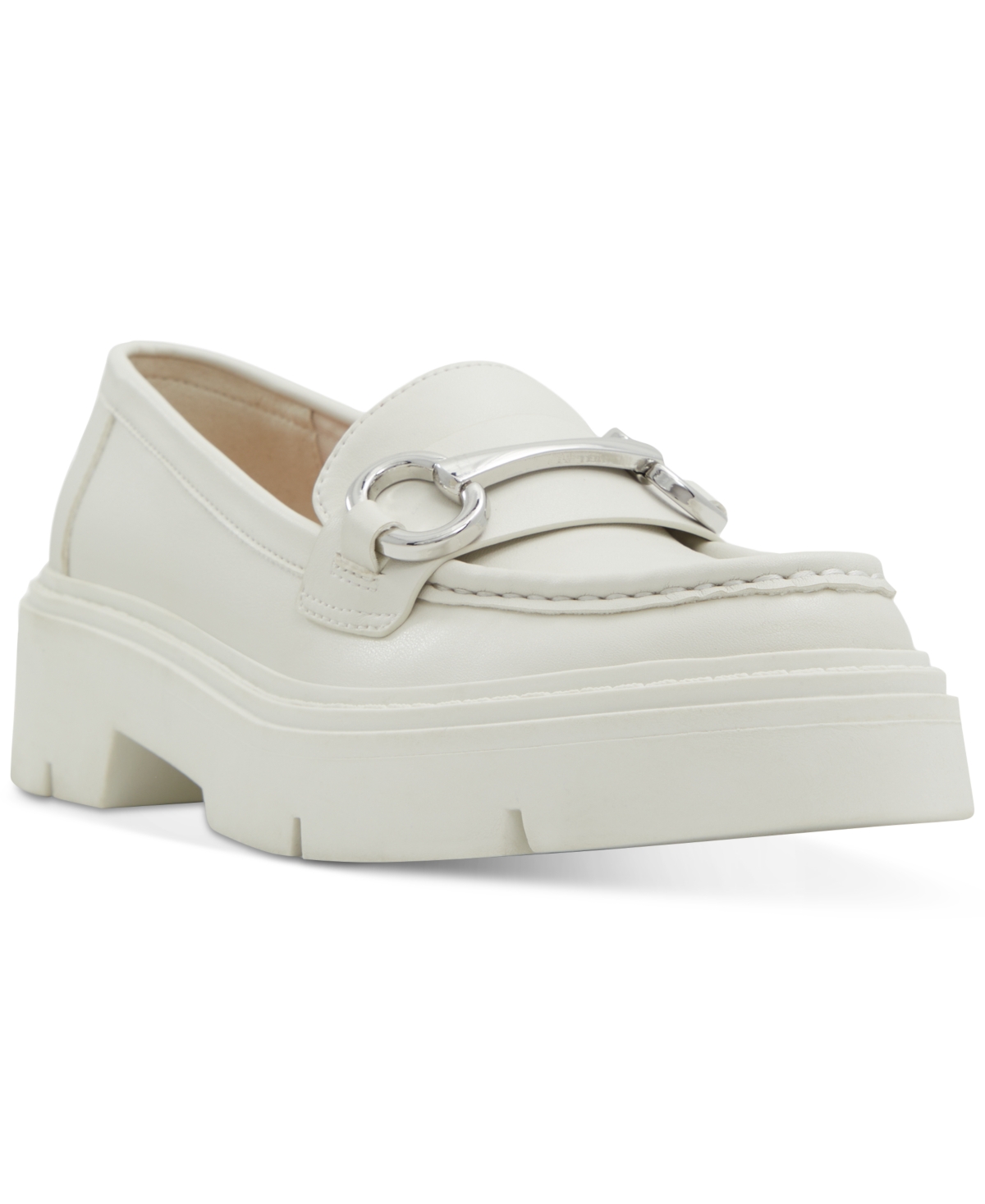 Shop Aldo Women's Miska Bit-detail Casual Platform Loafers In White Bone Patent