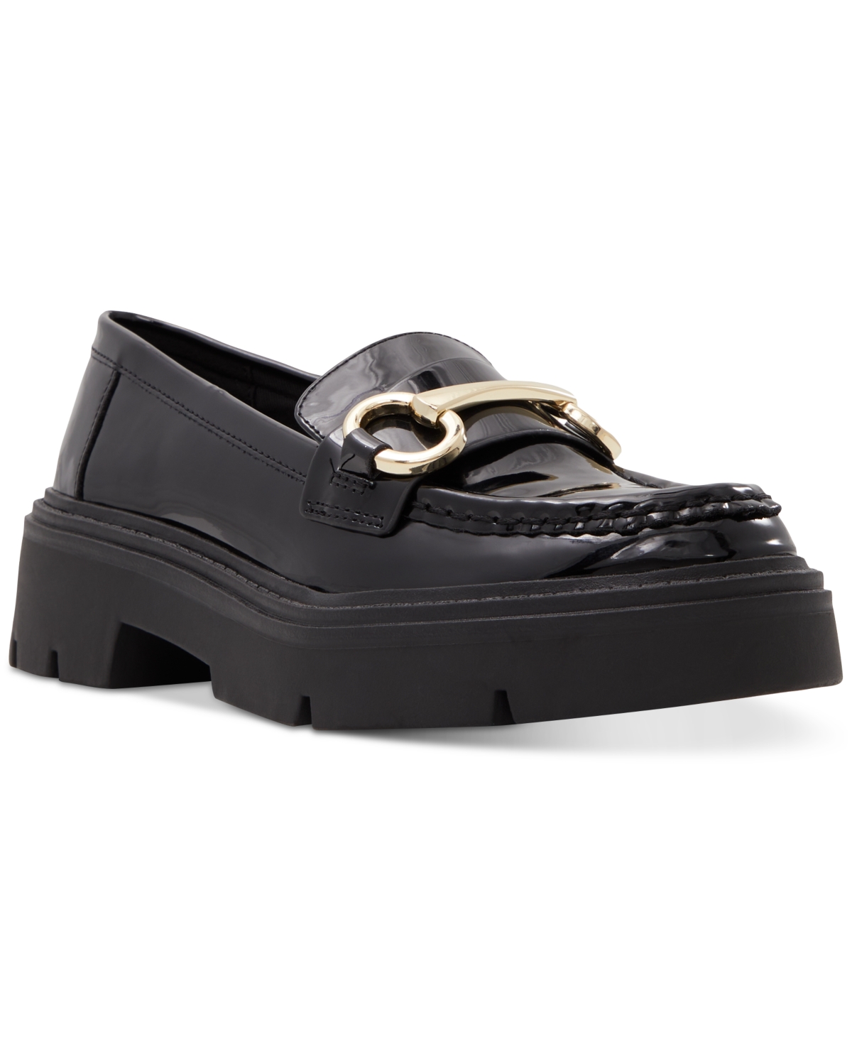 Shop Aldo Women's Miska Bit-detail Casual Platform Loafers In Black Patent