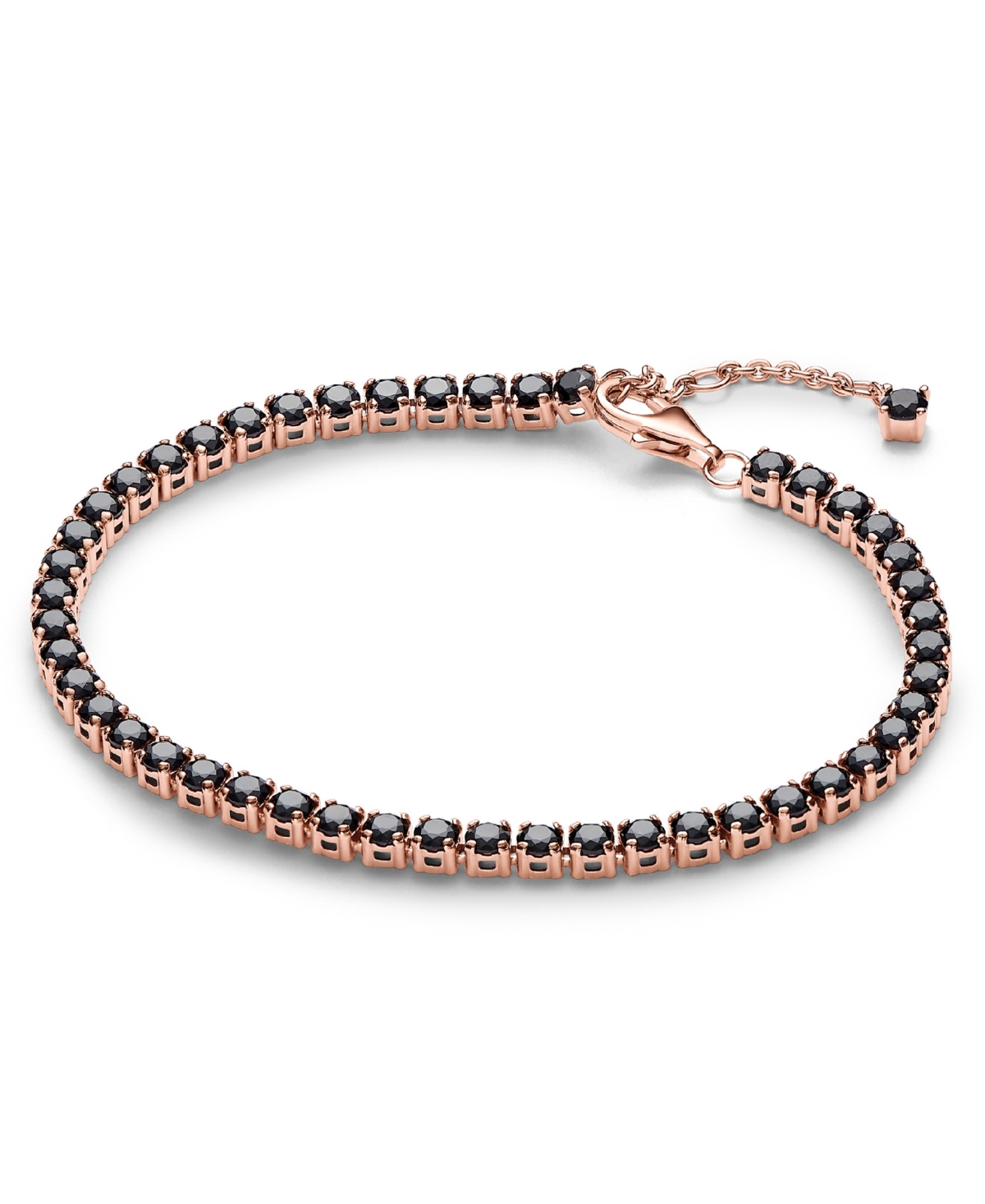 Shop Pandora 14k Rose Gold-plated Timeless Black Sparkling Tennis Bracelet