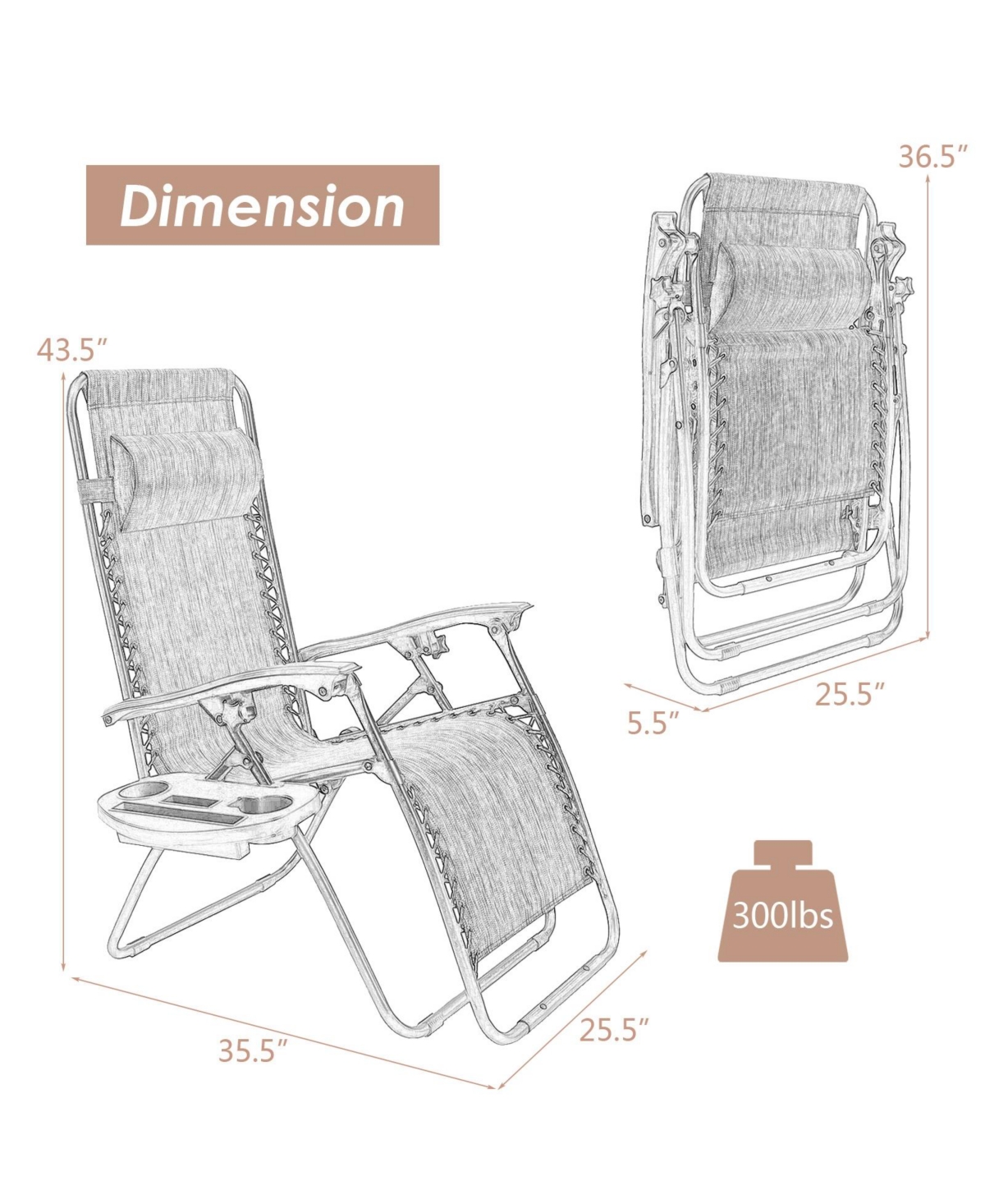 Inolait Outdoor Folding Zero Gravity Reclining Lounge Chair