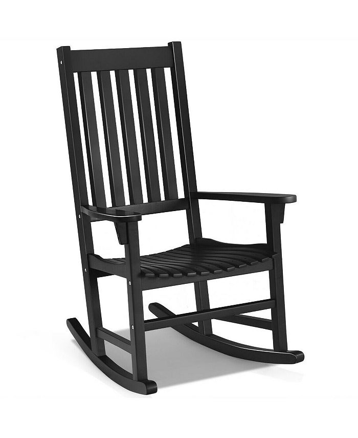 SUGIFT Indoor Outdoor Wooden High Back Rocking ChairBlack Macy's
