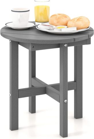 VEBREDA 18 Inch Adirondack Round Side Table with Cross Base and Slatted ...