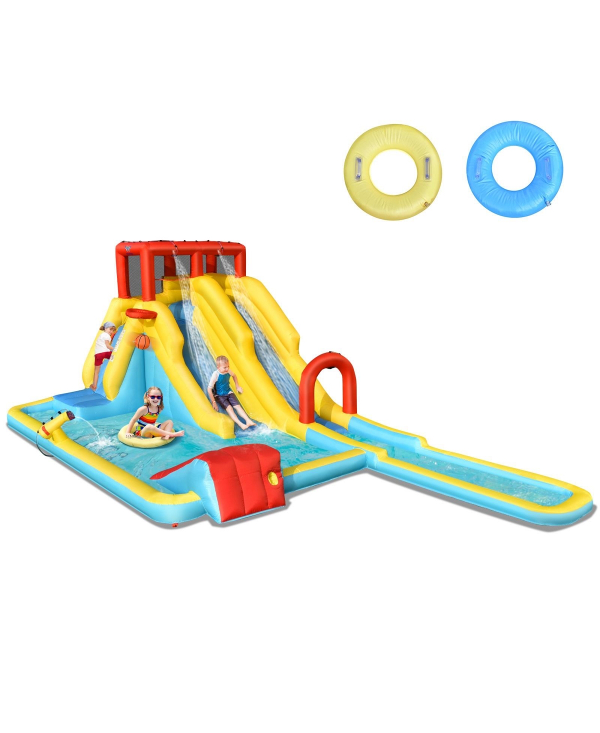7-in-1 Inflatable Dual Slide Water Park Bounce House Without Blower - Open Miscellaneous