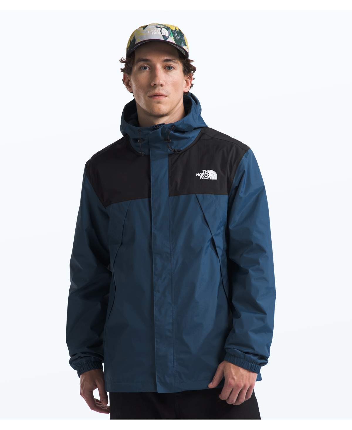Shop The North Face Men's Antora Waterproof Jacket In Shady Blue,tnf Black