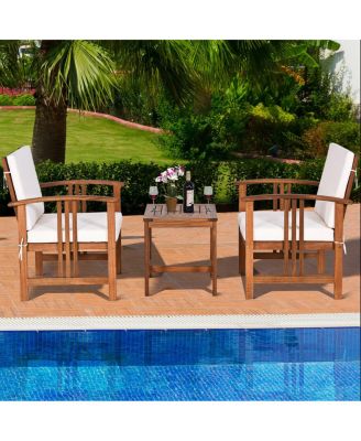 3PC Solid Wood Outdoor Patio Sofa Furniture Set