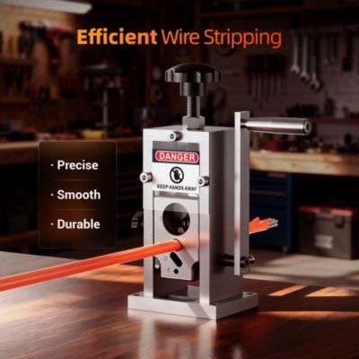 Manual Wire Stripping Machine 0.06–1.18 Inch Copper Cable Stripper with Adjustable Blade Depth and Visible Window, Hand Crank or Drill Powered