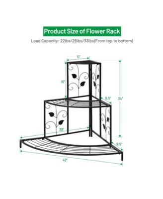 3 Tier Floral Corner Metal Plant Pot Rack