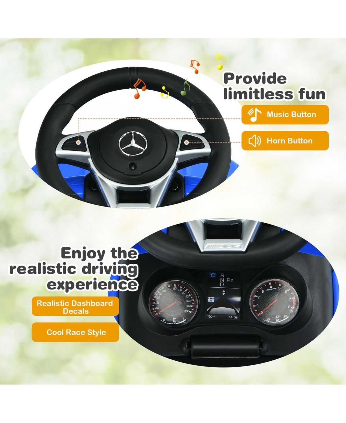 Sugift 3-in-1 Mercedes Benz Ride-on Toddler Sliding Car