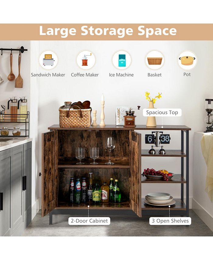 SUGIFT Industrial Kitchen Storage with Open ShelvesRustic