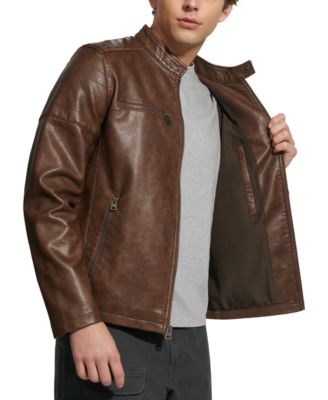 Men's Faux Leather Racer Jacket