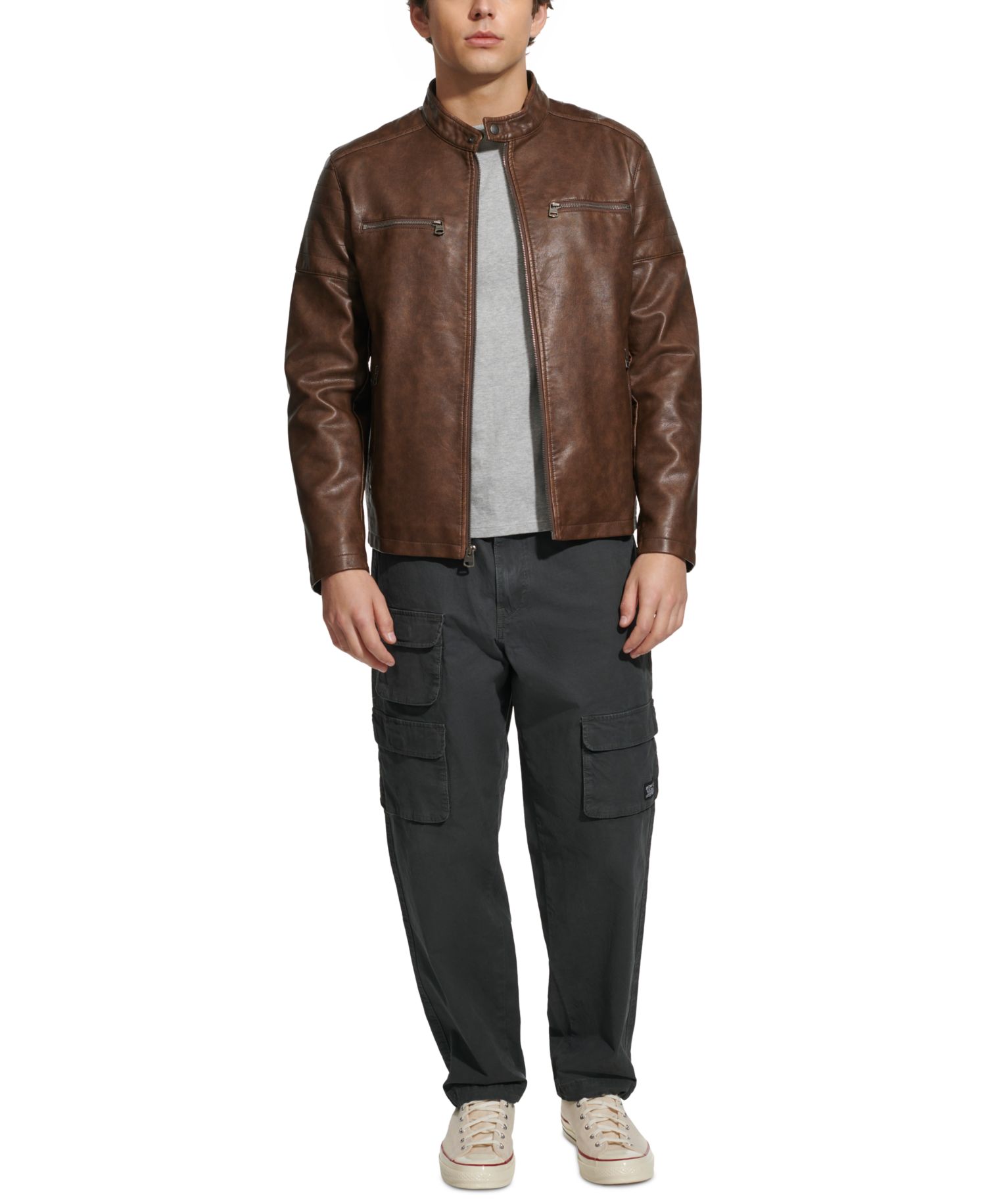 Men's Faux Leather Racer Jacket