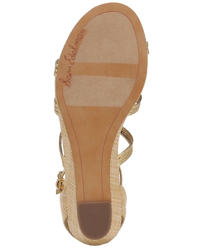 Ciabatte Sam Edelman Danica Donna - Gladiatori Con Cinturini Effetto Lucertola, Oro/Legno, Tacco 2,5 Cm - 3