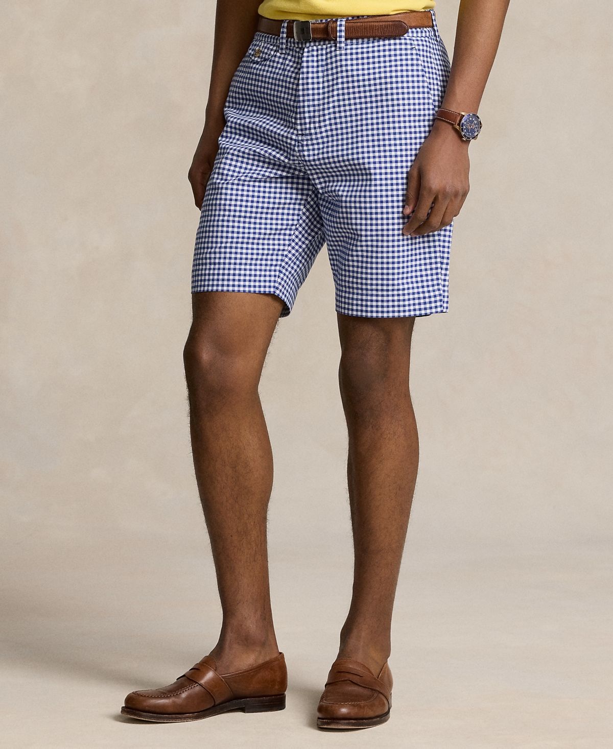 Polo Ralph Lauren Men's 9-inch Classic Fit Gingham Chino Shorts In Bsr Royal,white