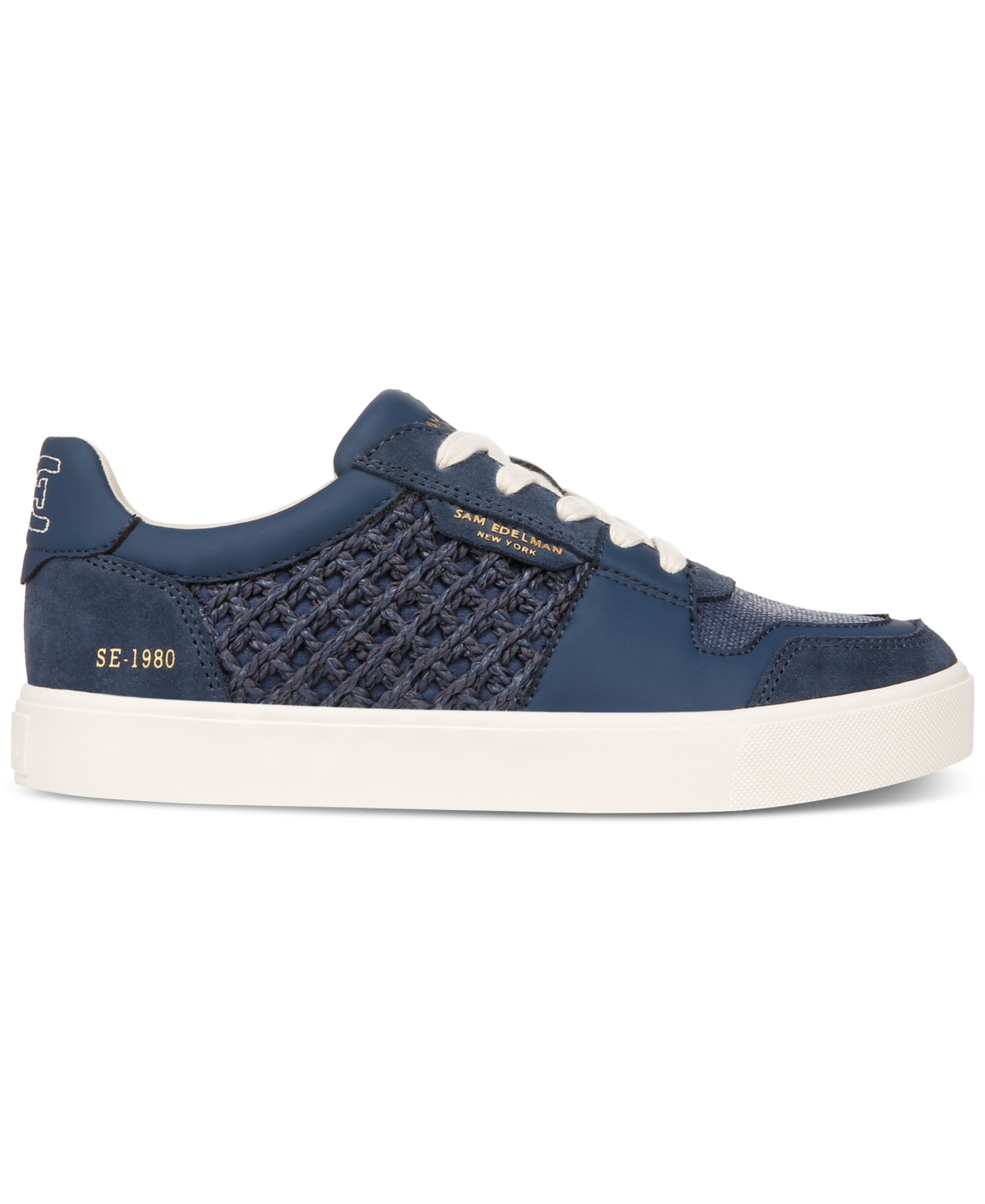 Sam Edelman Women's Elcie Lace-Up Raffia Court Sneakers