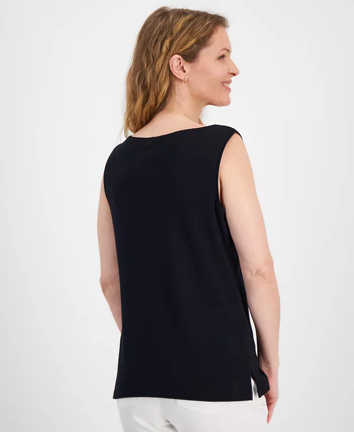 Women's Cotton Boat-Neck Sleeveless Top - thumbnail 6