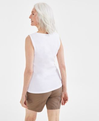 Petite Notch Neck Sleeveless Knit Top