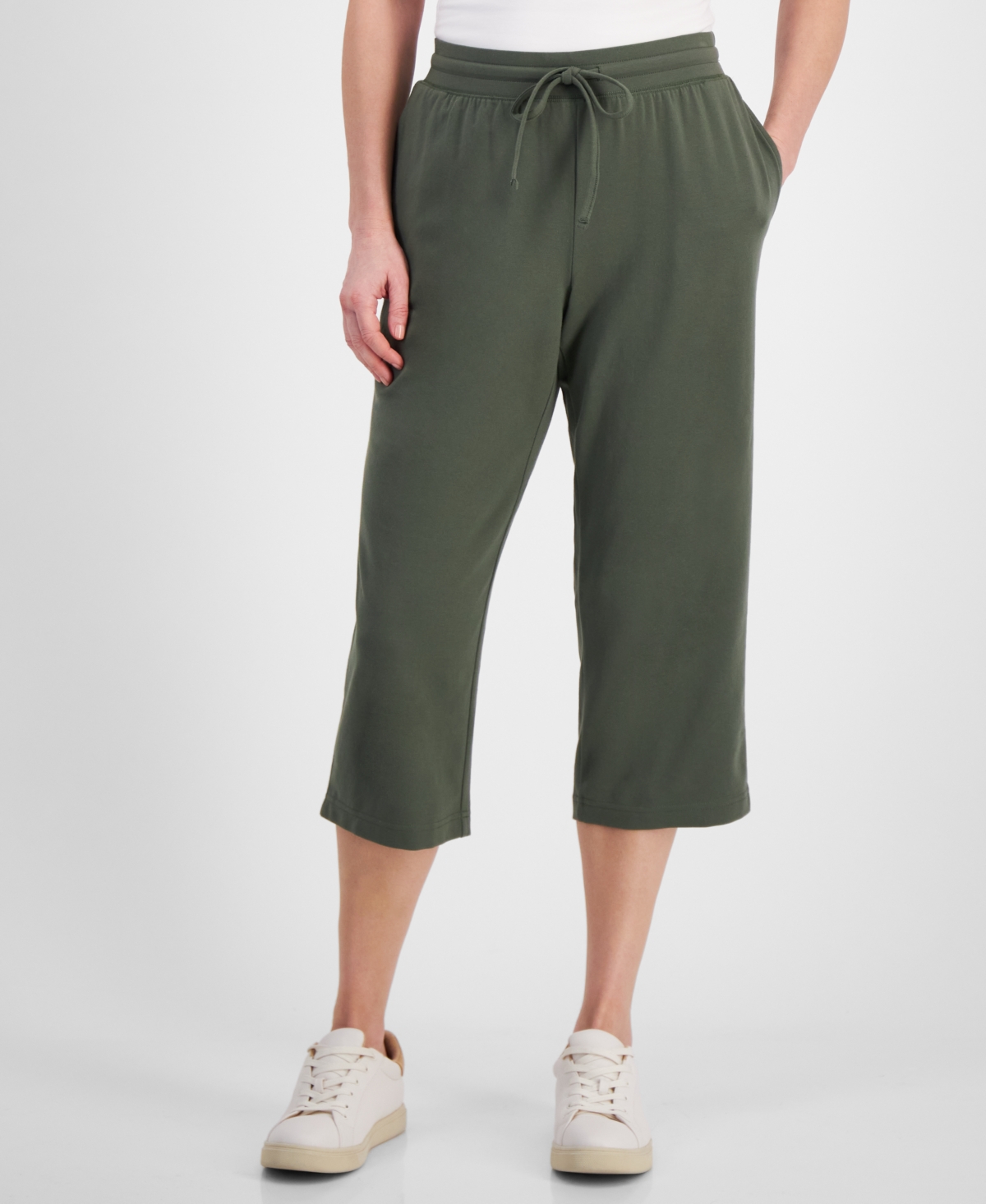 Style & Co Petite Sold-knit Mid-rise Capri Pants, Created For Macy's In Oliva